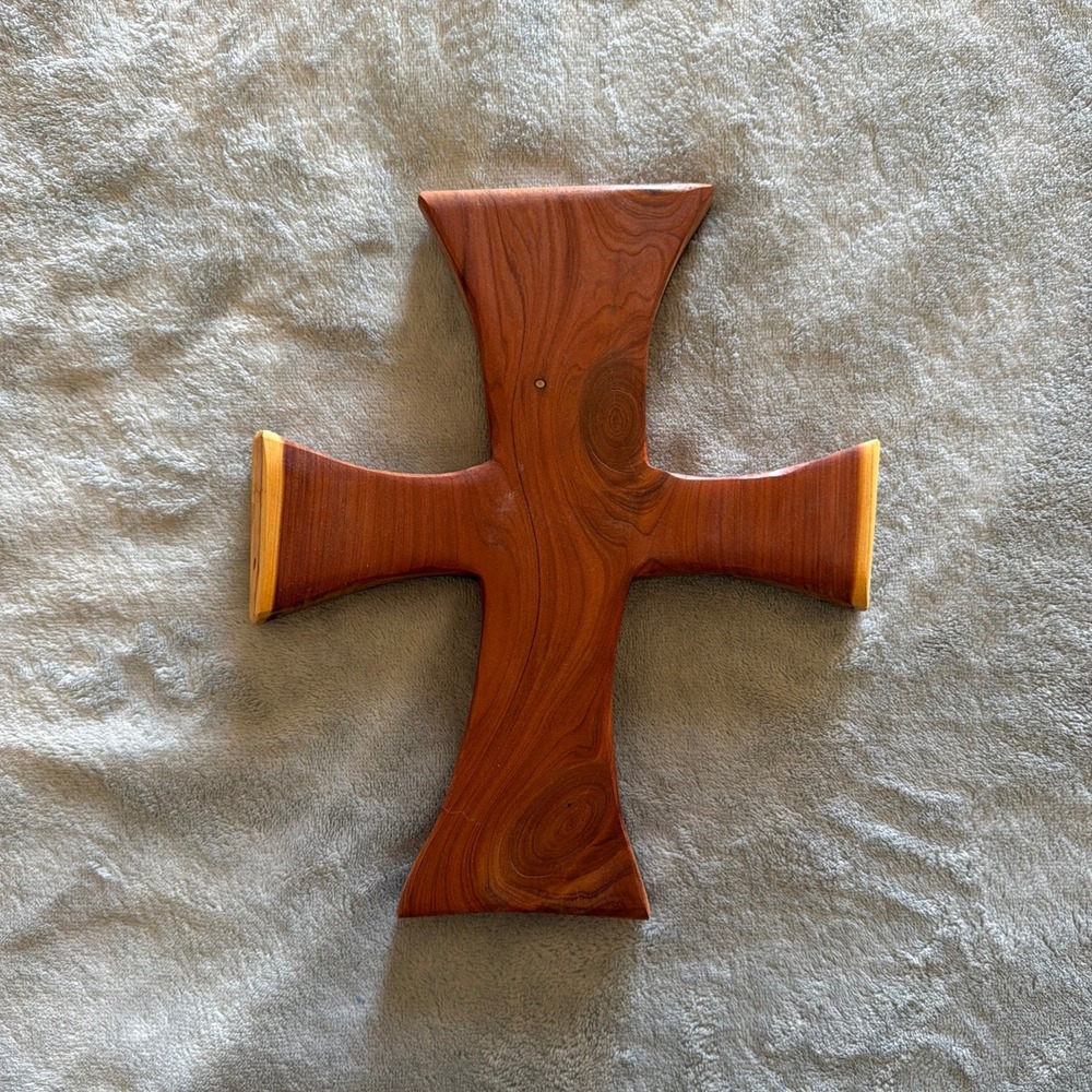Rustic Wooden Cross Wall Decor Natural Wood Grain Christian Home Decor - D360